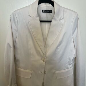 New York & Company Silver White Blazer Tailored Fit Notched Lapel